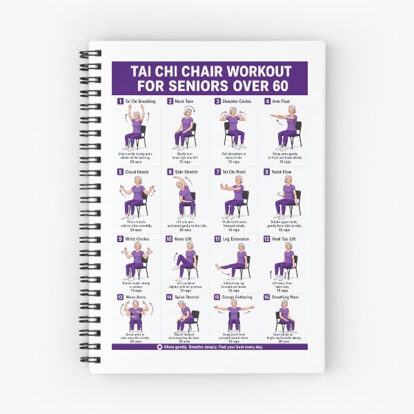 Item preview, Tai Chi Chair Workout For Seniors Over 60 Chart, Seated Exercises for Beginners and Seniors Poster,  designed and sold by MorningJoco.