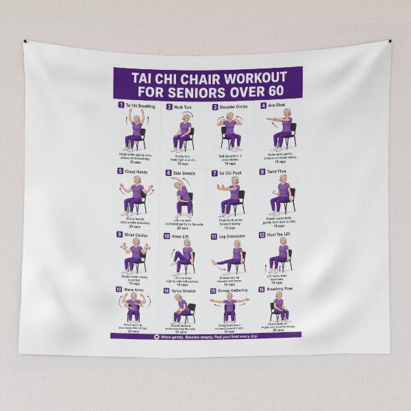 Item preview, Tai Chi Chair Workout For Seniors Over 60 Chart, Seated Exercises for Beginners and Seniors Poster,  designed and sold by MorningJoco.