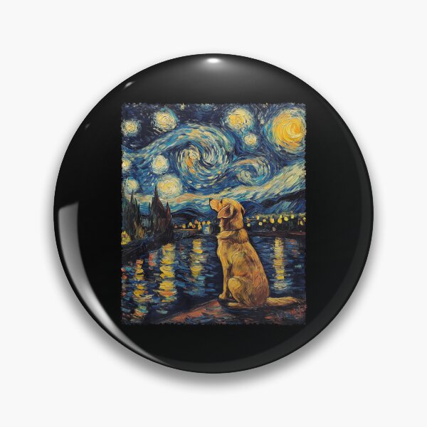 Item preview, Modern Art Painting Van Gogh Starry Night Golden Retriever  designed and sold by Littermin.