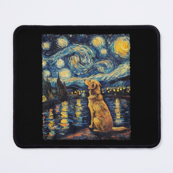 Item preview, Modern Art Painting Van Gogh Starry Night Golden Retriever  designed and sold by Littermin.