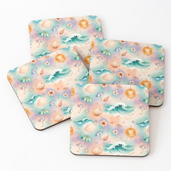 Item preview, Pastel Seashell Wave and Sun Pattern Art designed and sold by IntelliMindDesigns.