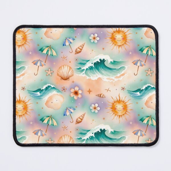 Item preview, Pastel Seashell Wave and Sun Pattern Art designed and sold by IntelliMindDesigns.