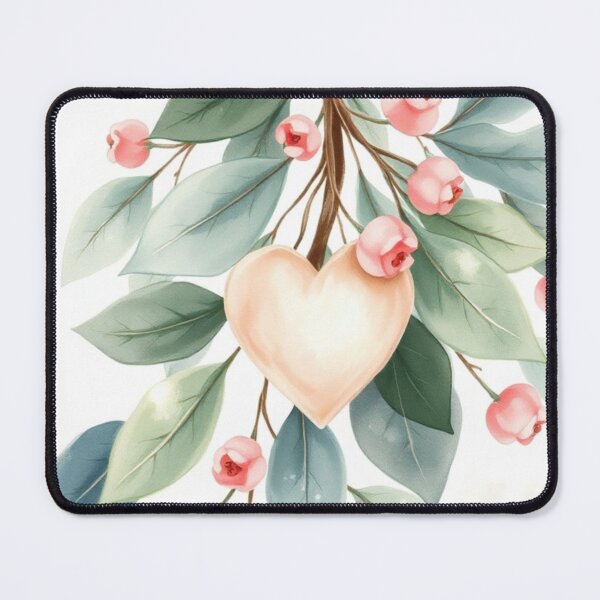 Item preview, Watercolor Heart with Elegant Pastel Floral Branches designed and sold by Vida e Arte.