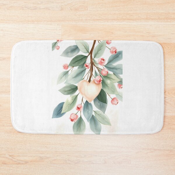 Item preview, Watercolor Heart with Elegant Pastel Floral Branches designed and sold by Vida e Arte.