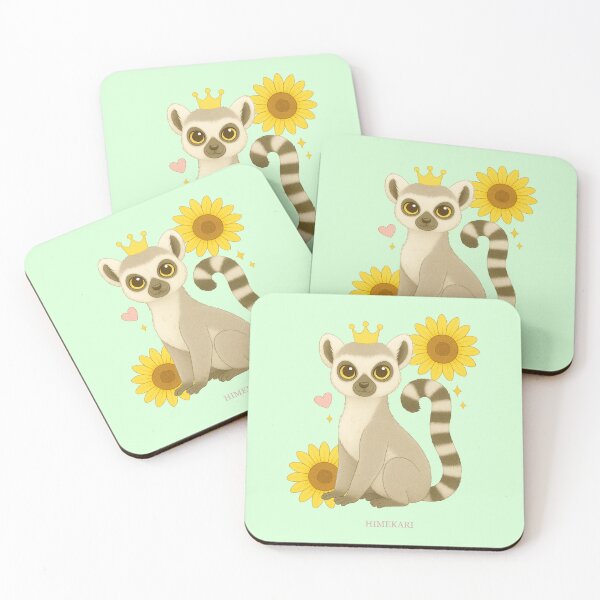 Item preview, Ring-Tailed Lemur with Sunflowers - Solid Mint designed and sold by HIMEKARI.