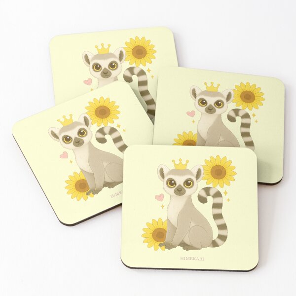Item preview, Ring-Tailed Lemur with Sunflowers - Solid Cream designed and sold by HIMEKARI.