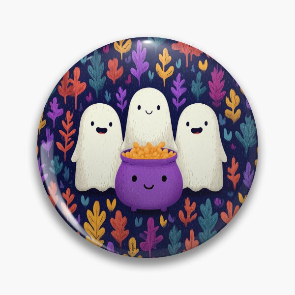 Item preview, Cute Halloween Ghosts with Smiling Purple Cauldro designed and sold by colorful-white.