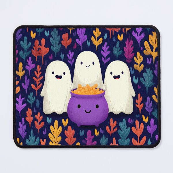Item preview, Cute Halloween Ghosts with Smiling Purple Cauldro designed and sold by colorful-white.