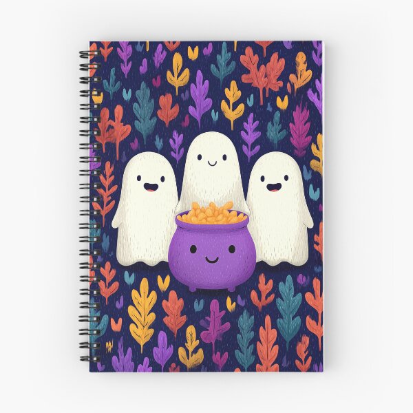 Item preview, Cute Halloween Ghosts with Smiling Purple Cauldro designed and sold by colorful-white.