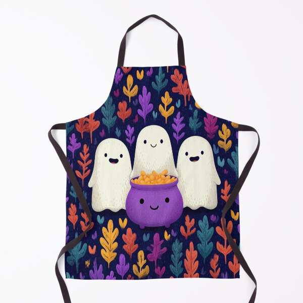 Item preview, Cute Halloween Ghosts with Smiling Purple Cauldro designed and sold by colorful-white.