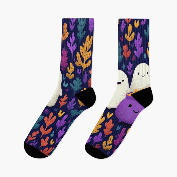 Item preview, Cute Halloween Ghosts with Smiling Purple Cauldro designed and sold by colorful-white.