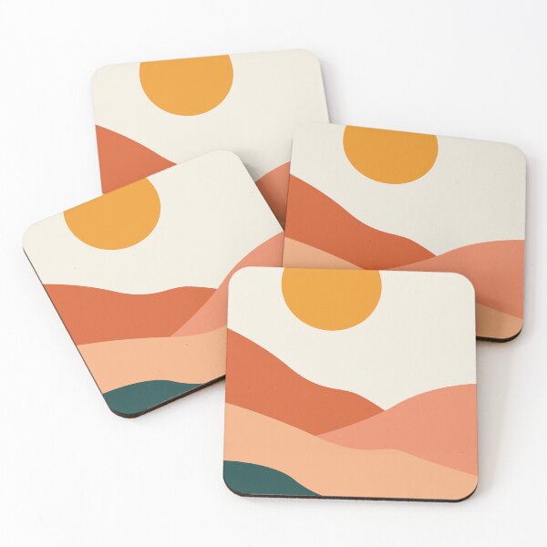 Item preview, Mid-Century Modern Sun and Boho Abstract Mountains designed and sold by TatinkaArtskill.