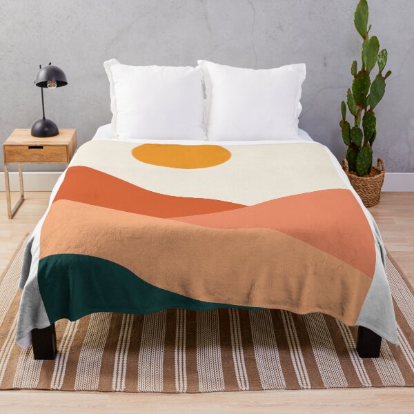 Item preview, Mid-Century Modern Sun and Boho Abstract Mountains designed and sold by TatinkaArtskill.