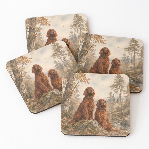 Artikelvorschau, Majestätische Irische Setter in einem Herbstwald entworfen und verkauft von TammyHunterArt.