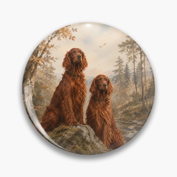Artikelvorschau, Majestätische Irische Setter in einem Herbstwald entworfen und verkauft von TammyHunterArt.