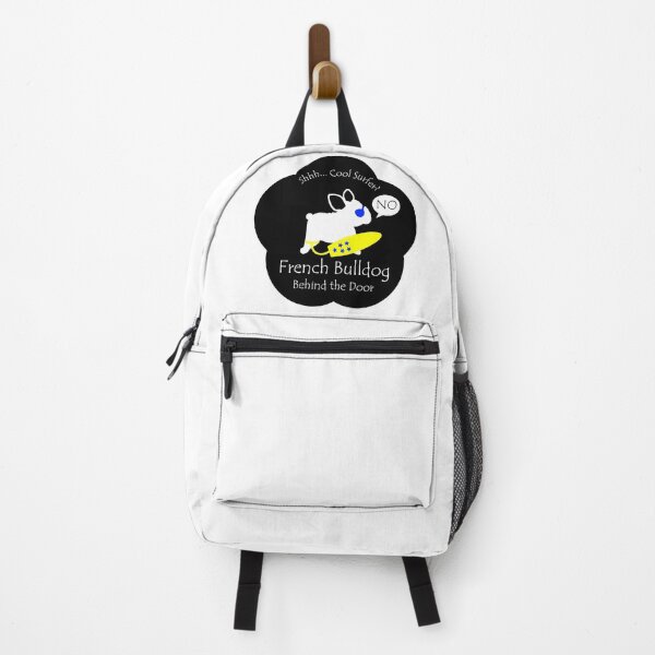 Item preview, Funny French Bulldog Cool Surfer Behind the Door Black Base designed and sold by Na7nasColorShop.
