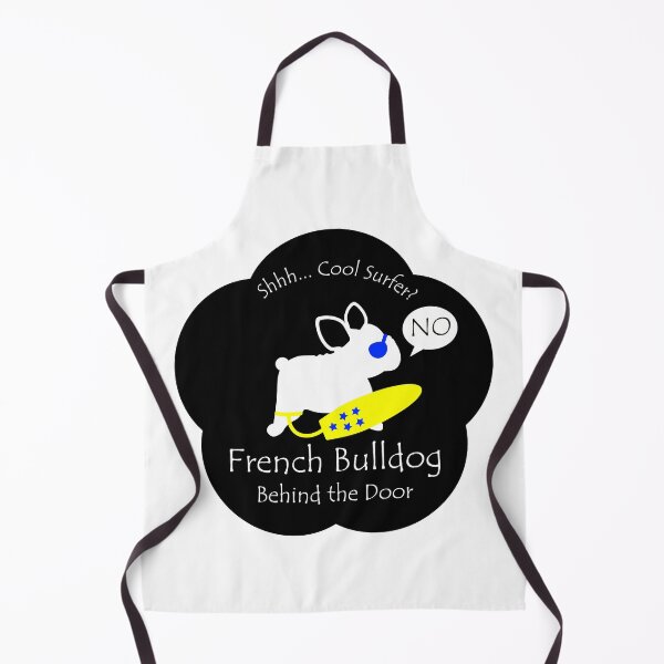 Item preview, Funny French Bulldog Cool Surfer Behind the Door Black Base designed and sold by Na7nasColorShop.