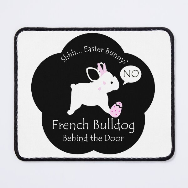 Item preview, Funny French Bulldog Easter Bunny Behind the Door Black Base designed and sold by Na7nasColorShop.