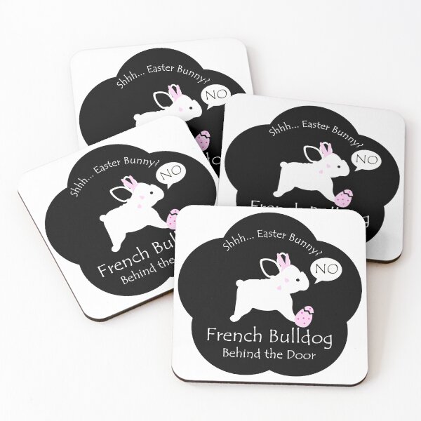 Item preview, Funny French Bulldog Easter Bunny Behind the Door Black Base designed and sold by Na7nasColorShop.