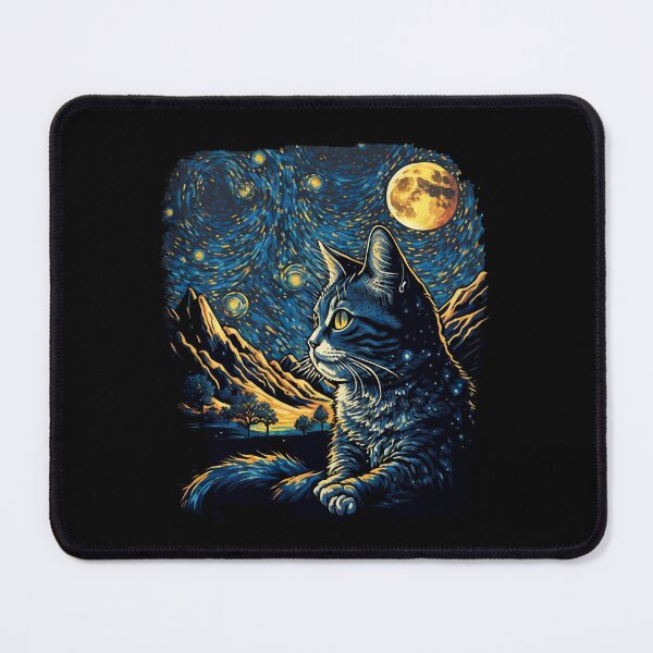 Item preview, Starry Night Cat Van Gogh Cat Lover designed and sold by Littermin.