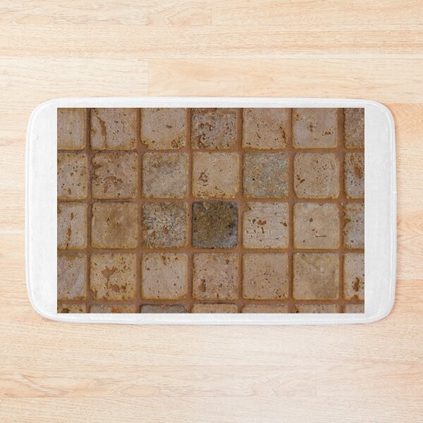 Item preview, Beige Stone Mosaic Tile Close-Up Showing Grouted Square Tiles and Natural Texture designed and sold by Nmallia.