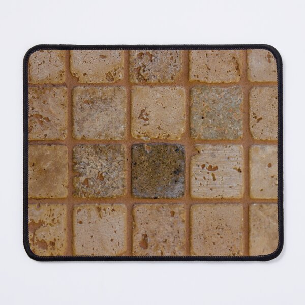 Item preview, Beige Stone Mosaic Tile Close-Up Showing Grouted Square Tiles and Natural Texture designed and sold by Nmallia.