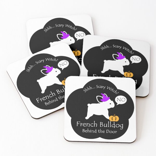 Item preview, Funny French Bulldog Scary Witch Behind the Door Black Base designed and sold by Na7nasColorShop.