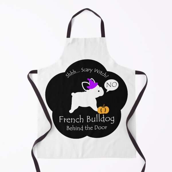 Item preview, Funny French Bulldog Scary Witch Behind the Door Black Base designed and sold by Na7nasColorShop.