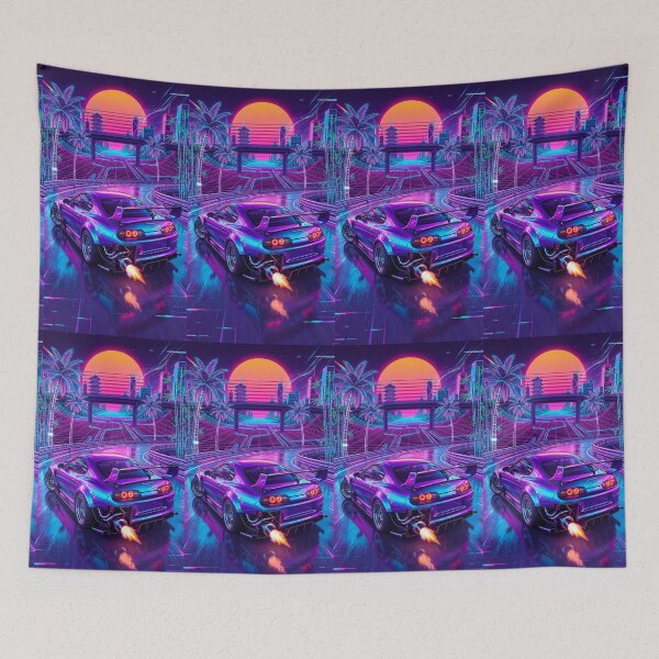 Item preview, Retro Outrun JDM Sports Car Shooting Flames Graphic Design designed and sold by RevUpDesign.