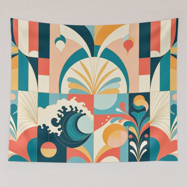 Item preview, Bold Art Deco Geometric Wave Arch Print designed and sold by IntelliMindDesigns.