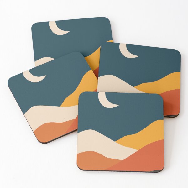 Item preview, Minimalist Boho Night Landscape with Crescent Moon designed and sold by TatinkaArtskill.