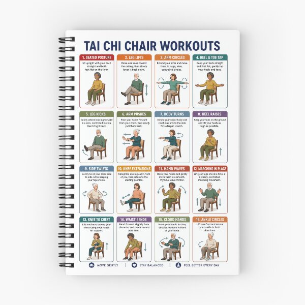 Item preview, Tai Chi Chair Workout Chart For Seniors, Tai Chi Chair Exercise For Chart Seniors designed and sold by scrambledpeg.