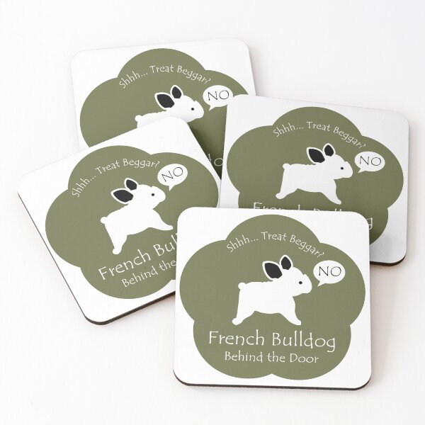 Item preview, Funny French Bulldog Treat Beggar Behind the Door Khaki Base designed and sold by Na7nasColorShop.