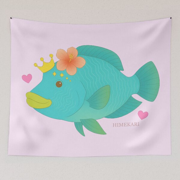Item preview, Humphead Wrasse with Hibiscus - Solid Pink designed and sold by HIMEKARI.