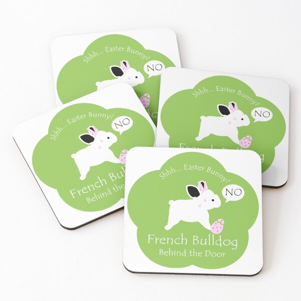 Item preview, Funny French Bulldog Easter Bunny Behind the Door Green Base designed and sold by Na7nasColorShop.