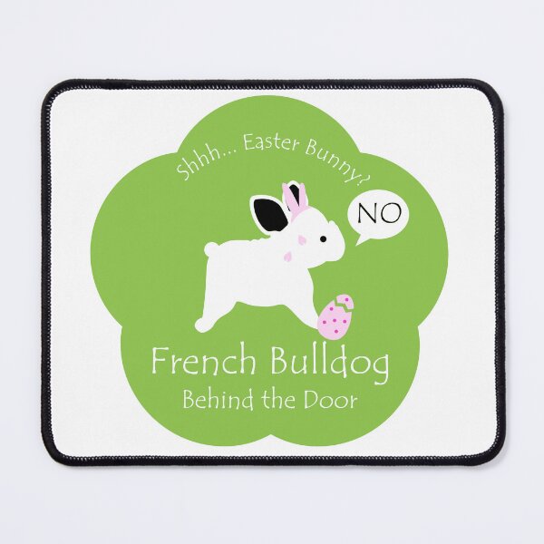 Item preview, Funny French Bulldog Easter Bunny Behind the Door Green Base designed and sold by Na7nasColorShop.
