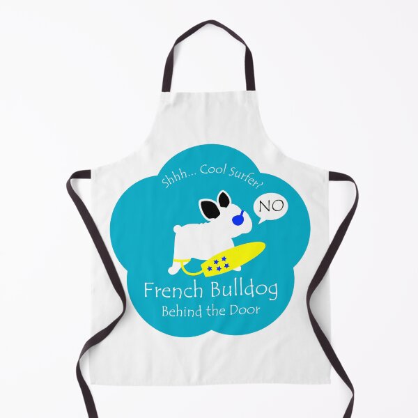 Item preview, Funny French Bulldog Cool Surfer Behind the Door Blue Base designed and sold by Na7nasColorShop.