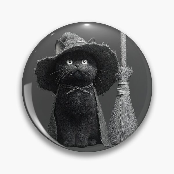 Item preview, Vintage Black Cat Witch with Broom Sketch designed and sold by colorful-white.