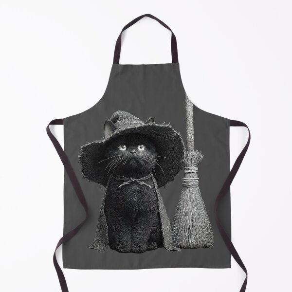 Item preview, Vintage Black Cat Witch with Broom Sketch designed and sold by colorful-white.