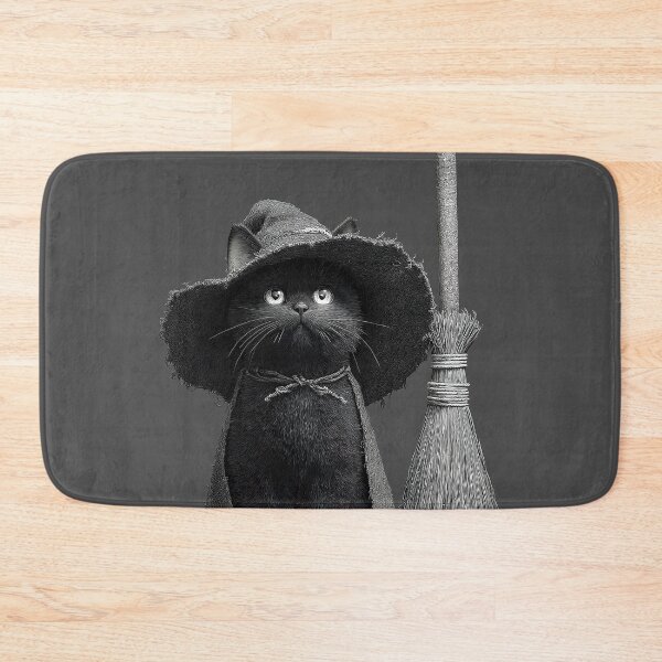 Item preview, Vintage Black Cat Witch with Broom Sketch designed and sold by colorful-white.