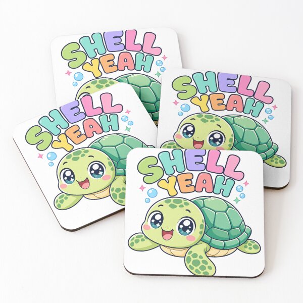 Item preview, Shell Yeah Cute Kawaii Turtle Saying designed and sold by BoosterShop.