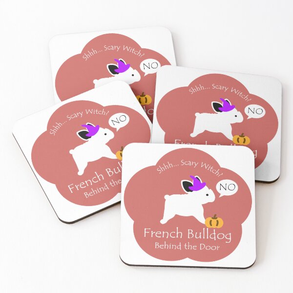 Item preview, Funny French Bulldog Scary Witch Behind the Door Burnt Orange Base designed and sold by Na7nasColorShop.