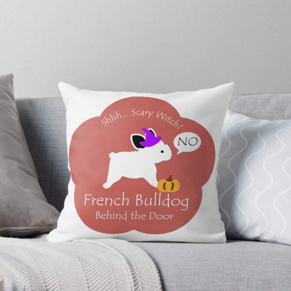Item preview, Funny French Bulldog Scary Witch Behind the Door Burnt Orange Base designed and sold by Na7nasColorShop.