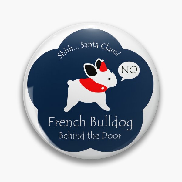 Item preview, Funny French Bulldog Santa Claus Behind the Door Midnight Blue Base designed and sold by Na7nasColorShop.