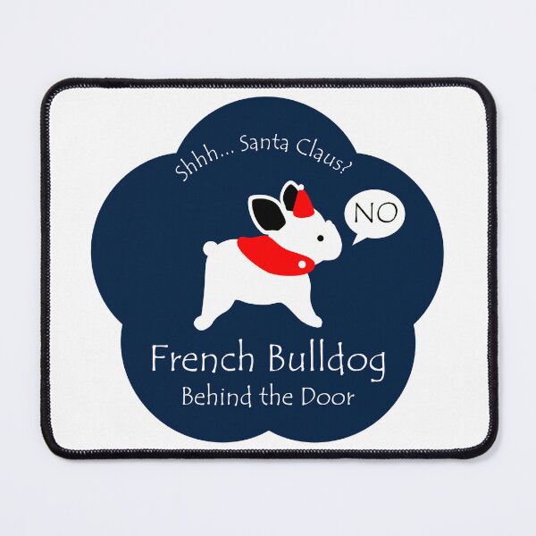 Item preview, Funny French Bulldog Santa Claus Behind the Door Midnight Blue Base designed and sold by Na7nasColorShop.