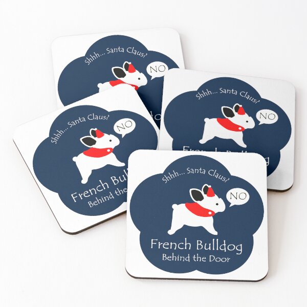 Item preview, Funny French Bulldog Santa Claus Behind the Door Midnight Blue Base designed and sold by Na7nasColorShop.