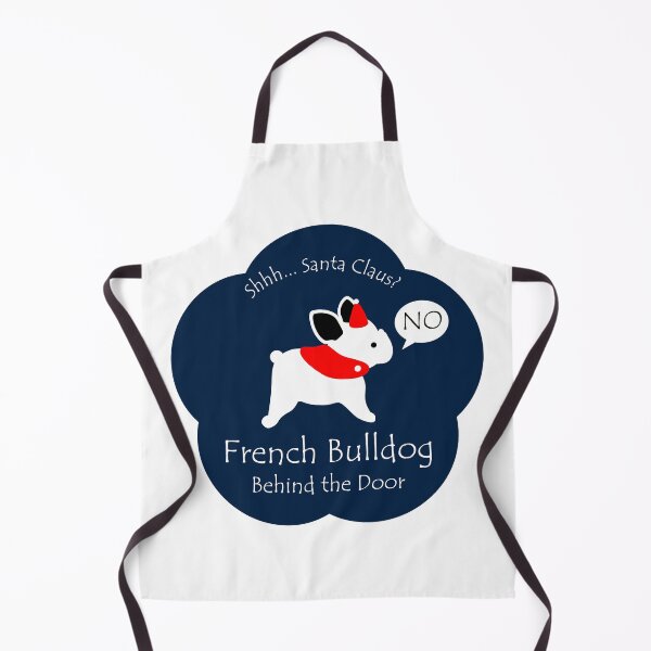Item preview, Funny French Bulldog Santa Claus Behind the Door Midnight Blue Base designed and sold by Na7nasColorShop.