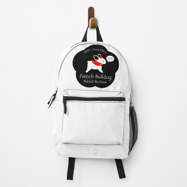 Item preview, Funny French Bulldog Santa Claus Behind the Door Black Base designed and sold by Na7nasColorShop.