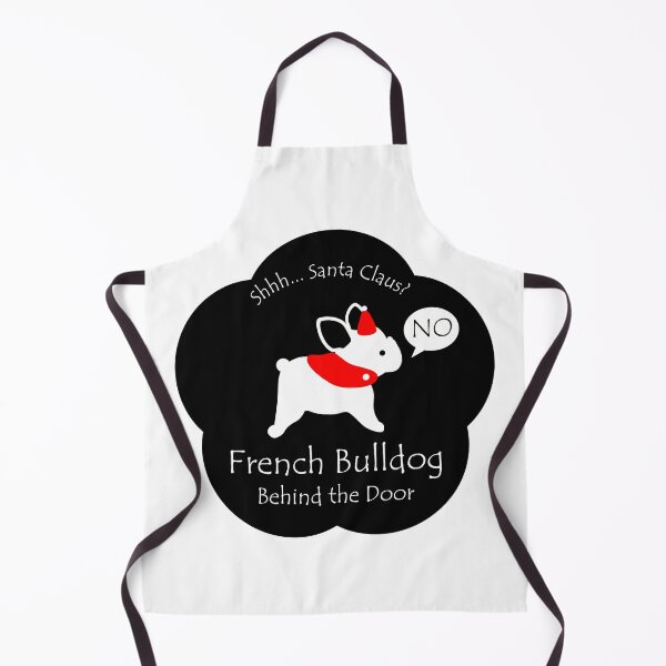 Item preview, Funny French Bulldog Santa Claus Behind the Door Black Base designed and sold by Na7nasColorShop.