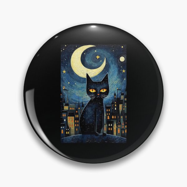 Item preview, Black cat Painting Art Starry Night Kitty Kitten Van Gogh  designed and sold by Littermin.